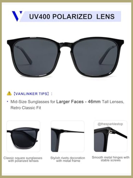 Metal Frame Polarized Sunglasses Classic Rectangular UV Protection